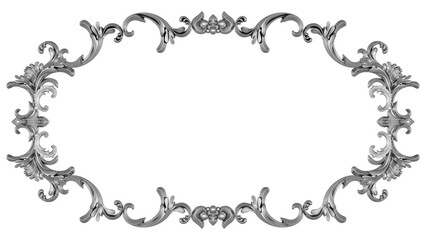 Silver frame on white background, 3D render