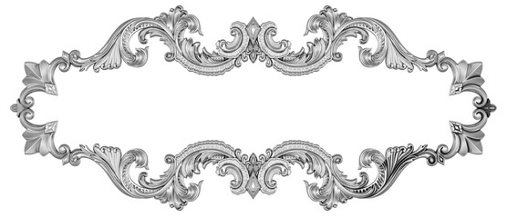 Silver frame on white background, 3D render