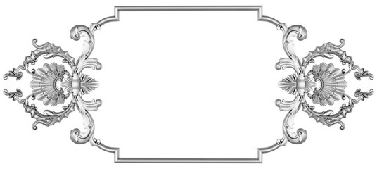 Silver frame on white background, 3D render