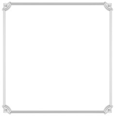 Silver frame on white background, 3D render
