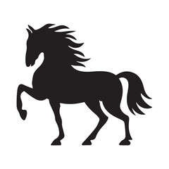 Silhouette of a majestic horse in motion.