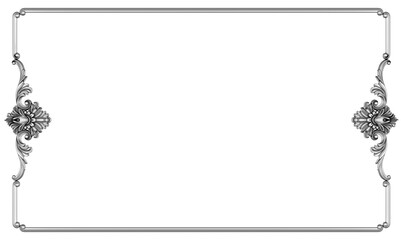 Silver frame on white background, 3D render