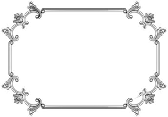 Silver frame on white background, 3D render