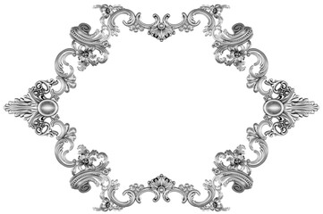 Silver frame on white background, 3D render