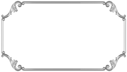Silver frame on white background, 3D render