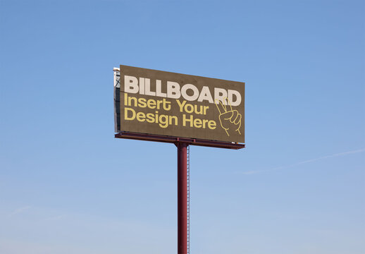 Large Blank Billboard bulletin Against Clear Blue Sky in Daylight