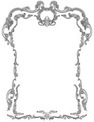 Silver frame on white background, 3D render