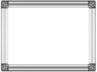 Silver frame on white background, 3D render