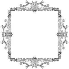 Silver frame on white background, 3D render