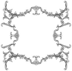 Silver frame on white background, 3D render
