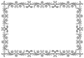 Silver frame on white background, 3D render