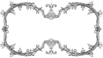 Silver frame on white background, 3D render