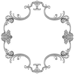 Silver frame on white background, 3D render