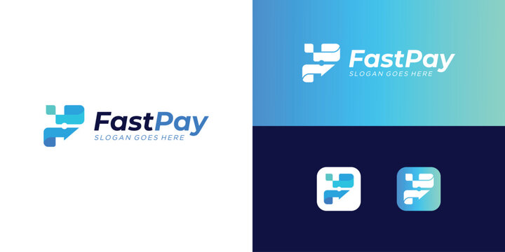 Modern fastpay logo template. Abstract letter F arrow logo vector illustration.