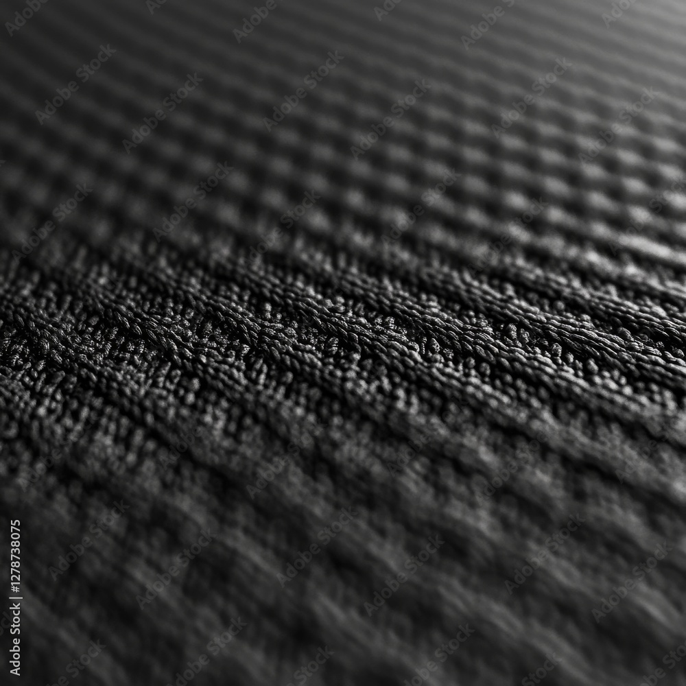 Fototapete Textured Black Fabric: A Monochromatic Macro View with Sharp Focus and Shallow Depth of Field 