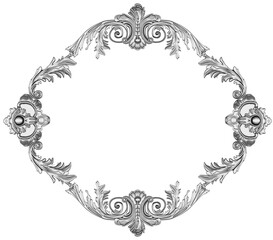 Silver frame on white background, 3D render