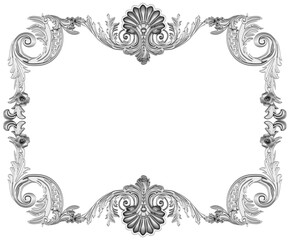 Silver frame on white background, 3D render