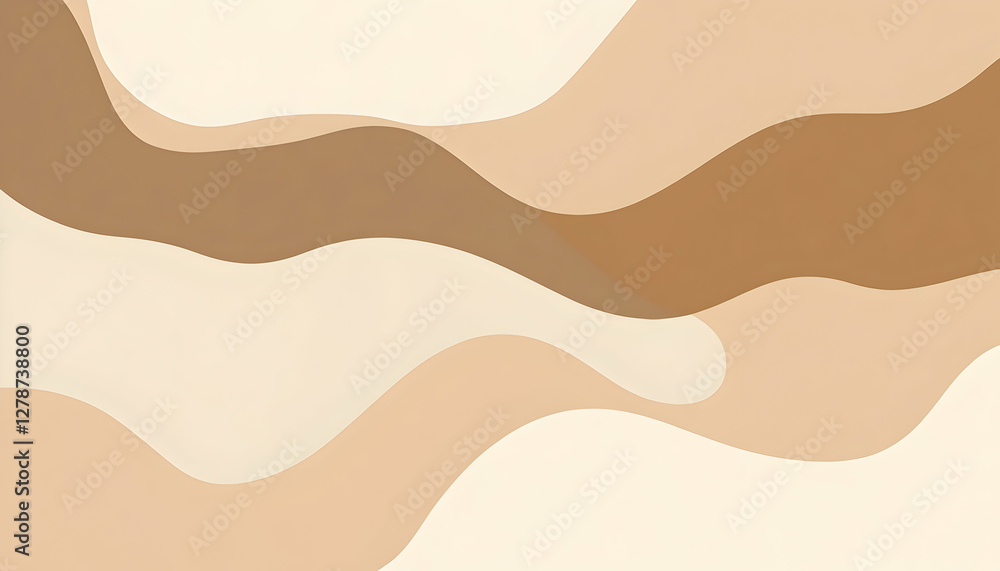 Poster abstract layered shapes in neutral tones creating a flowing pattern