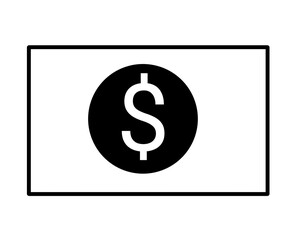 American dollar bill flat icon. Currency, symbol, logo, business, illustration, vector, economy.