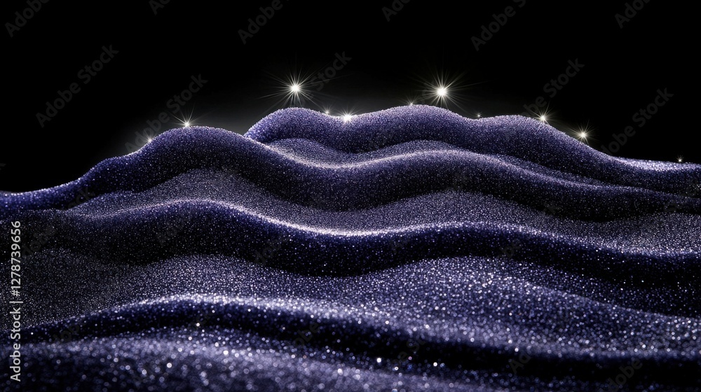 Aufkleber soft satin blue surface with smooth waves and sparkling lights creating a royal and elegant atmosphe