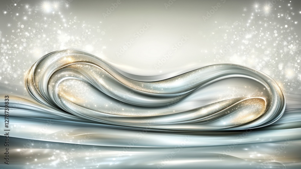 Poster soft glowing turquoise and blue gradient abstract background with smooth flowing shapes and sparklin