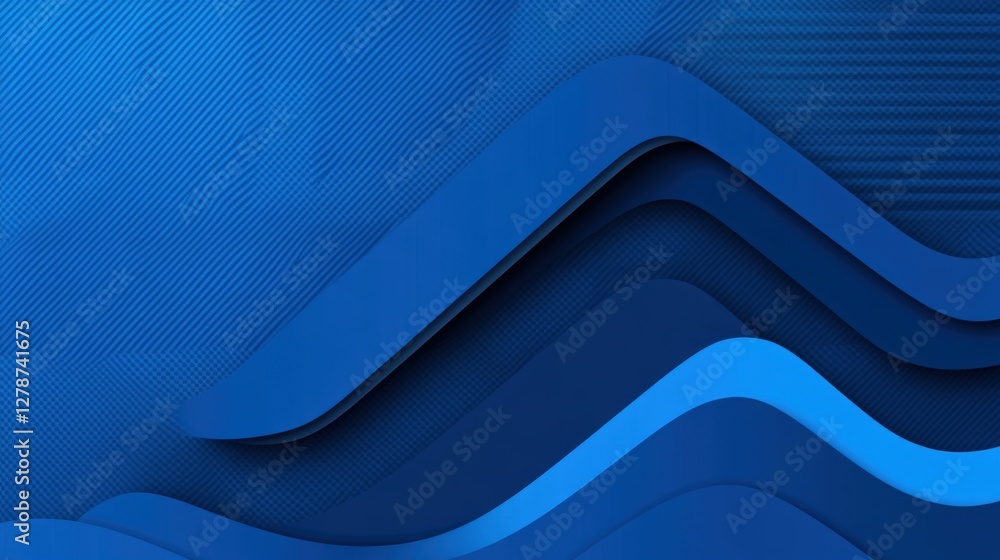 Poster glossy solid sapphire blue backdrop with wave patterns and smooth finish for professional design pro