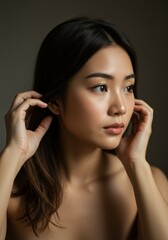 Atmospheric Asian Woman Portrait Moody Lighting Beauty And Style Close-Up