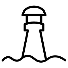 Building Sea Signal Line Icon