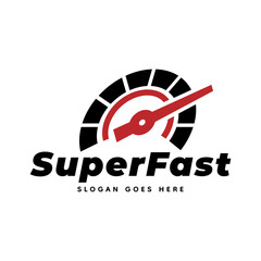 Speedometer logo design vector illustration isolated on white background.