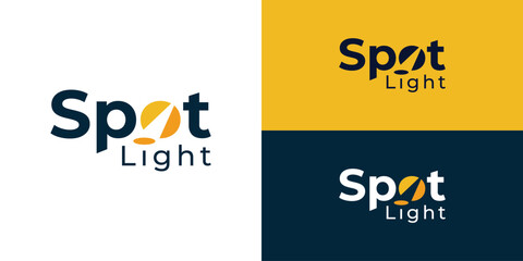 Creative wordmark spotlight logo template. Simple light beam in letter O for spotlight logo design vector illustration.