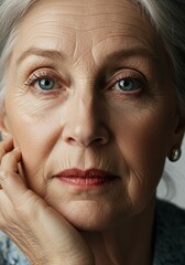 Serious Senior Woman with Thoughtful Expression Portrait: Aging and Wisdom