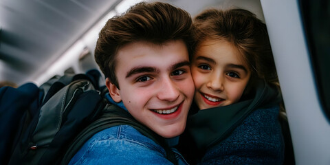 Fototapeta premium Brother Sister Travel Photo