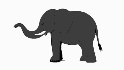 Obraz premium Cartoon Elephant with Playful Mood Standing with White Background