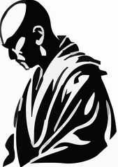 Pensive Monk Contemplating in Solitude