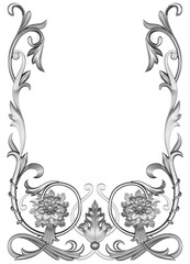 Silver ornament on white background, 3D render
