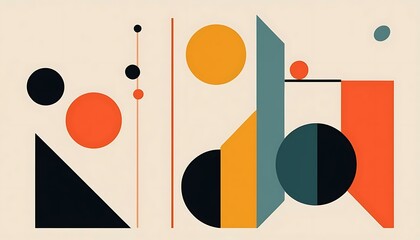 Modern Geometric Abstract Art Print: Circles, Lines & Shapes Wall Decor