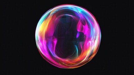 A 3D animation of an abstract, colorful bubble set against a black background, presented in a 4K video with a seamless loop.