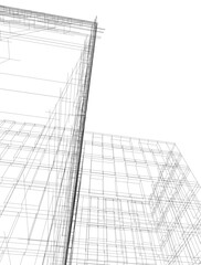 Fototapeta premium Minimalist Urban Wireframe – Modern Architectural Perspectives