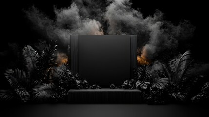 Elegant monochrome luxury card template with high fidelity design featuring lush tropical elements