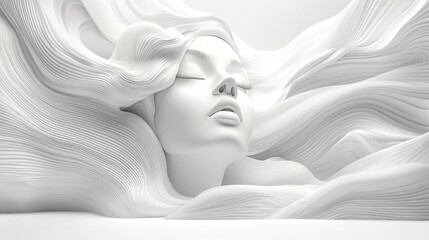 Monochrome artistic design featuring elegant flowing hair and textured surfaces