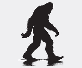 Bigfoot Silhouette, Bigfoot Illustration and Vector, Sasquatch Silhouette