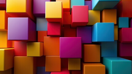 Obraz premium A 3D render featuring a set of abstract cubes in various colors, arranged in a visually appealing composition.