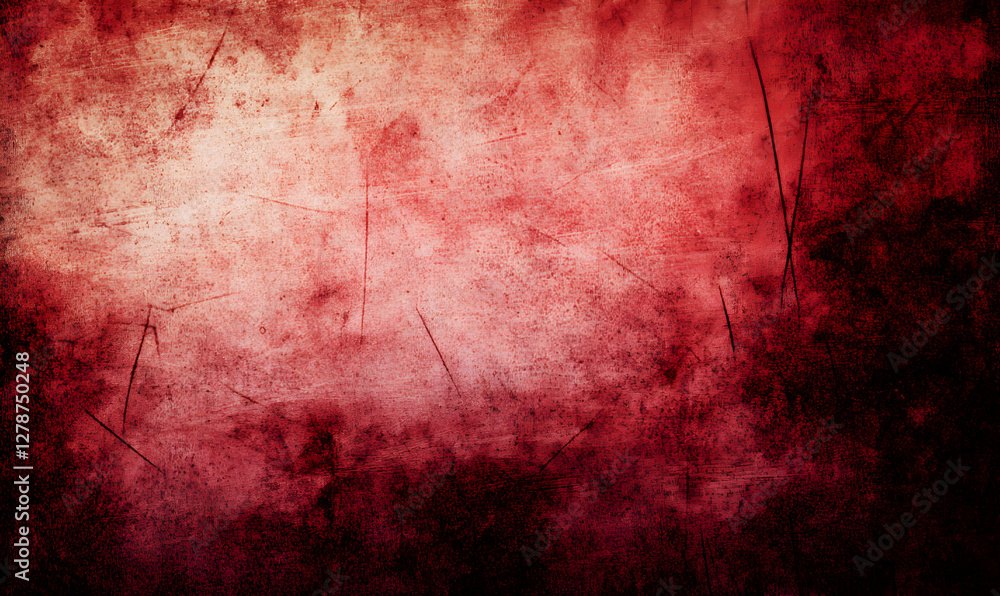 Poster grungy red and white texture background with dark edges