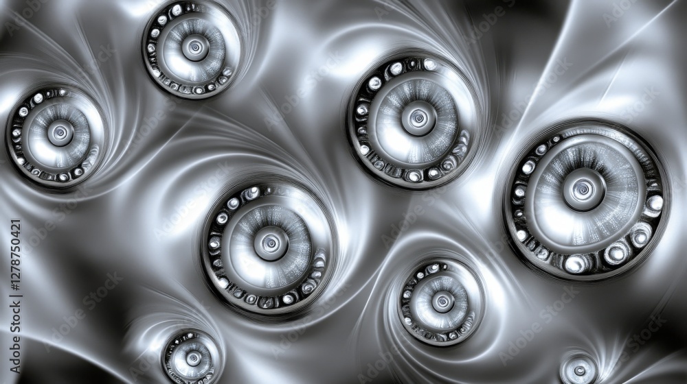 Poster eerie gray surface with swirling textures resembling mysterious forms in abstract design