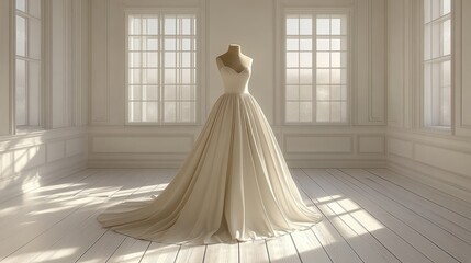 Elegant wedding gown showroom display
