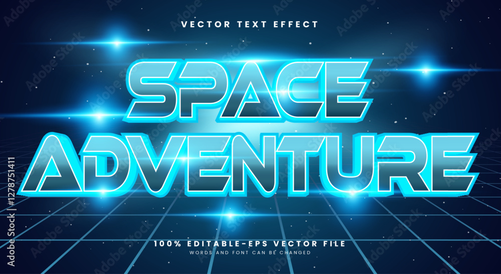 Poster space adventure editable text effect template suitable for outer space theme