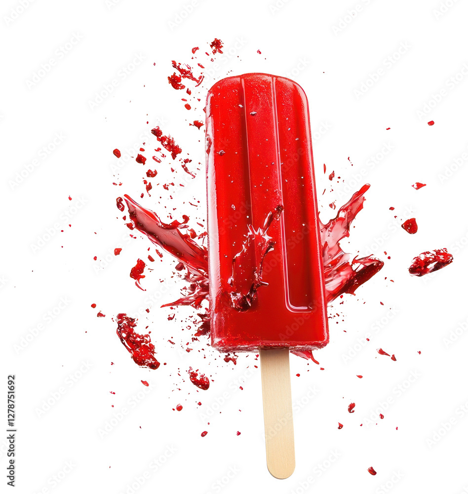 Poster png exploding red popsicle dessert refreshing explosion.