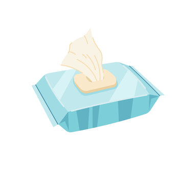 Wet wipes packaging on white background. Wet wipes for personal care. Vector flat element