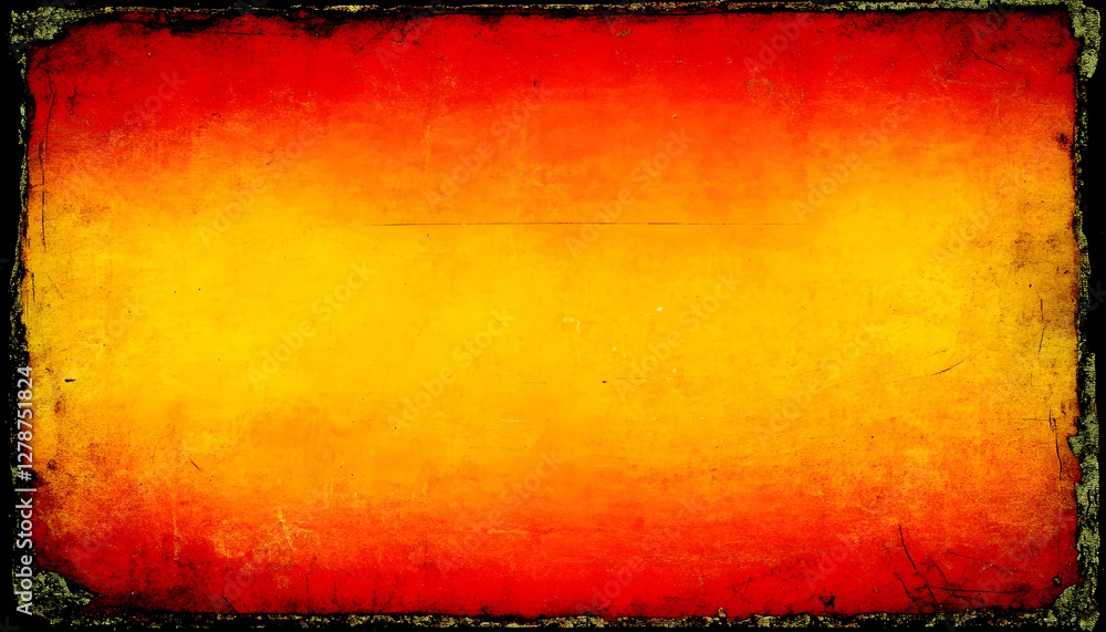 Poster abstract texture background with red and yellow gradient and grunge border
