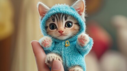 Obraz premium Adorable Mini Kitten Dressed as Wreck-It Ralph in Cute Costume